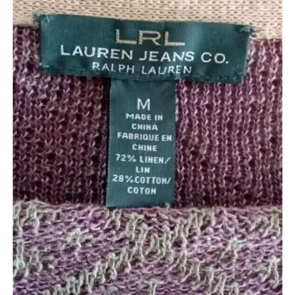 LRL RALPH LAUREN KNIT PULLOVER BLOUSE SIZE M LINEN BLEND 3/4 SLEEVE - Picture 3 of 5